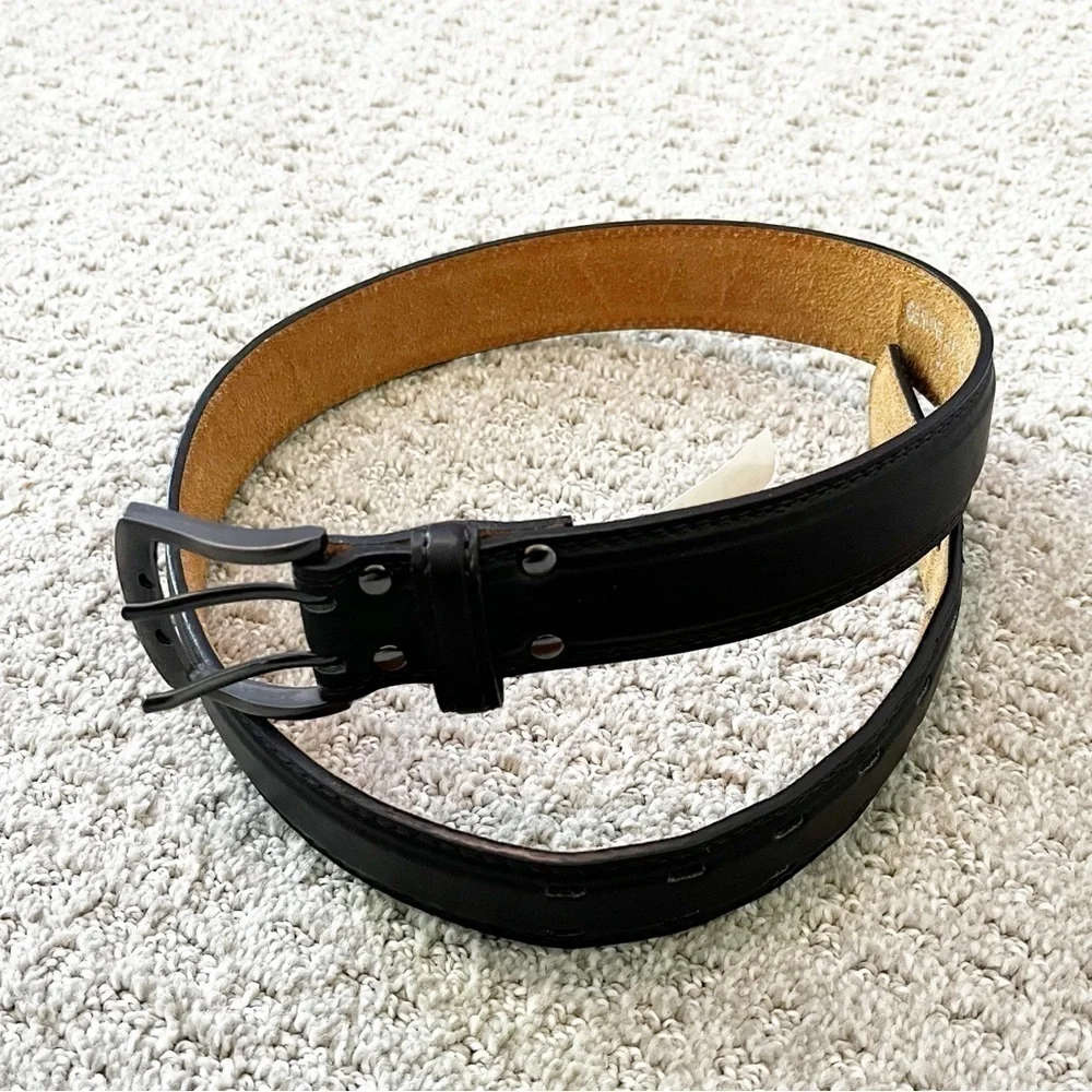 Men's Deep Brown Dress Leather Belt Sz 32 Formal Classic Modern Western Wedding